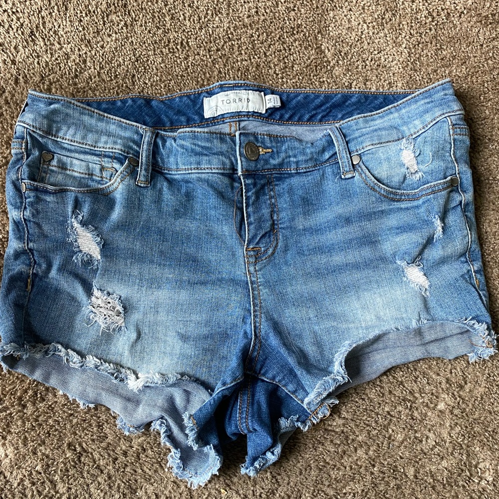 torrid Distressed Light Blue Denim Jean Shorts